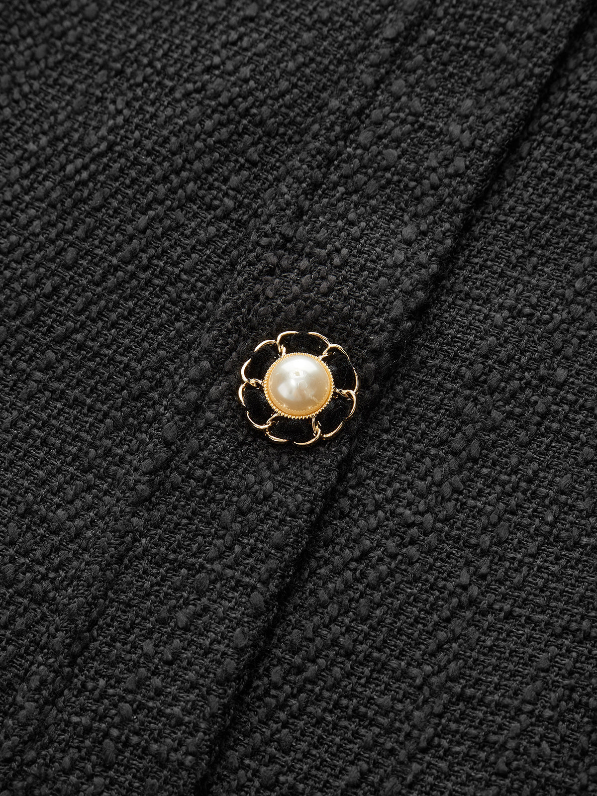 Tweed Kolsuz Düğmeli Mini Elbise