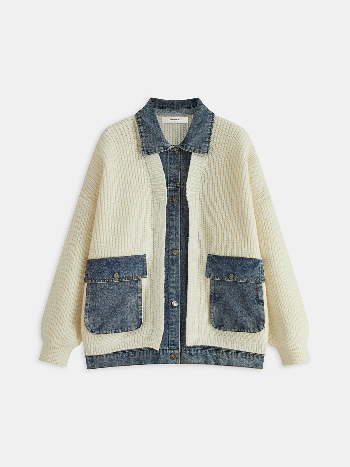 Denim Detaylı 2’si 1 Arada Triko Hırka