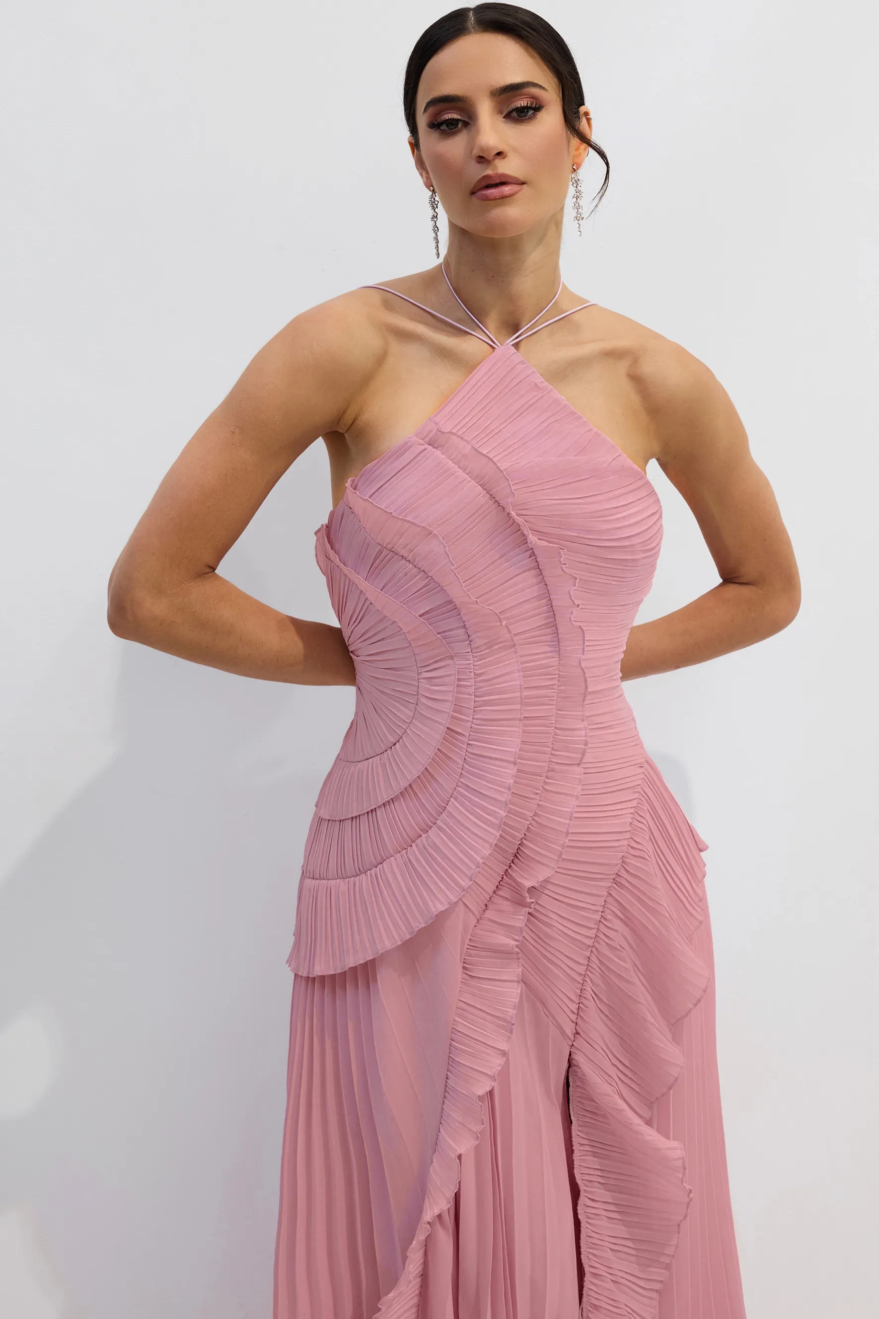Lorine Nina Halter Yaka Midi Elbise