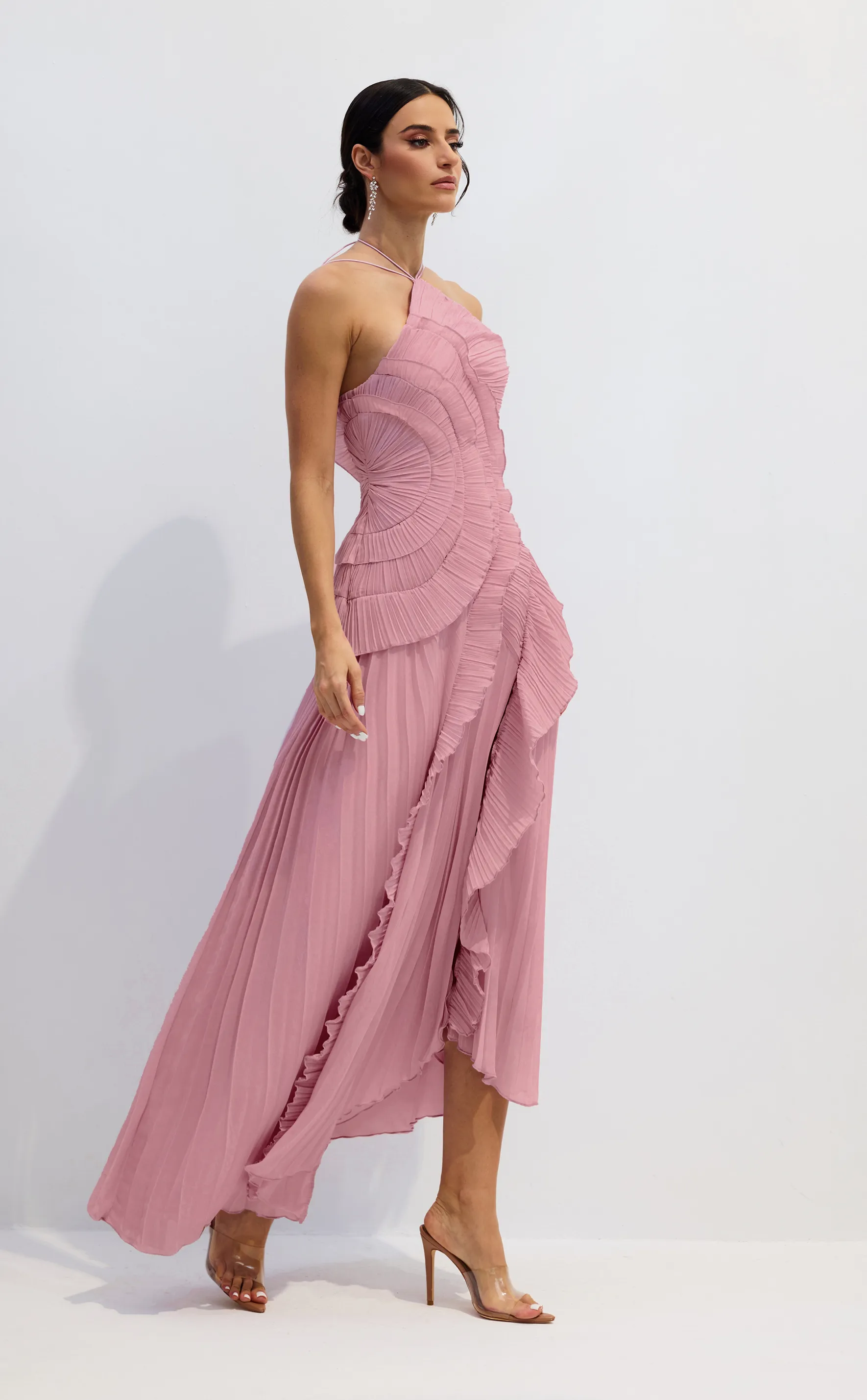 Lorine Nina Halter Yaka Midi Elbise