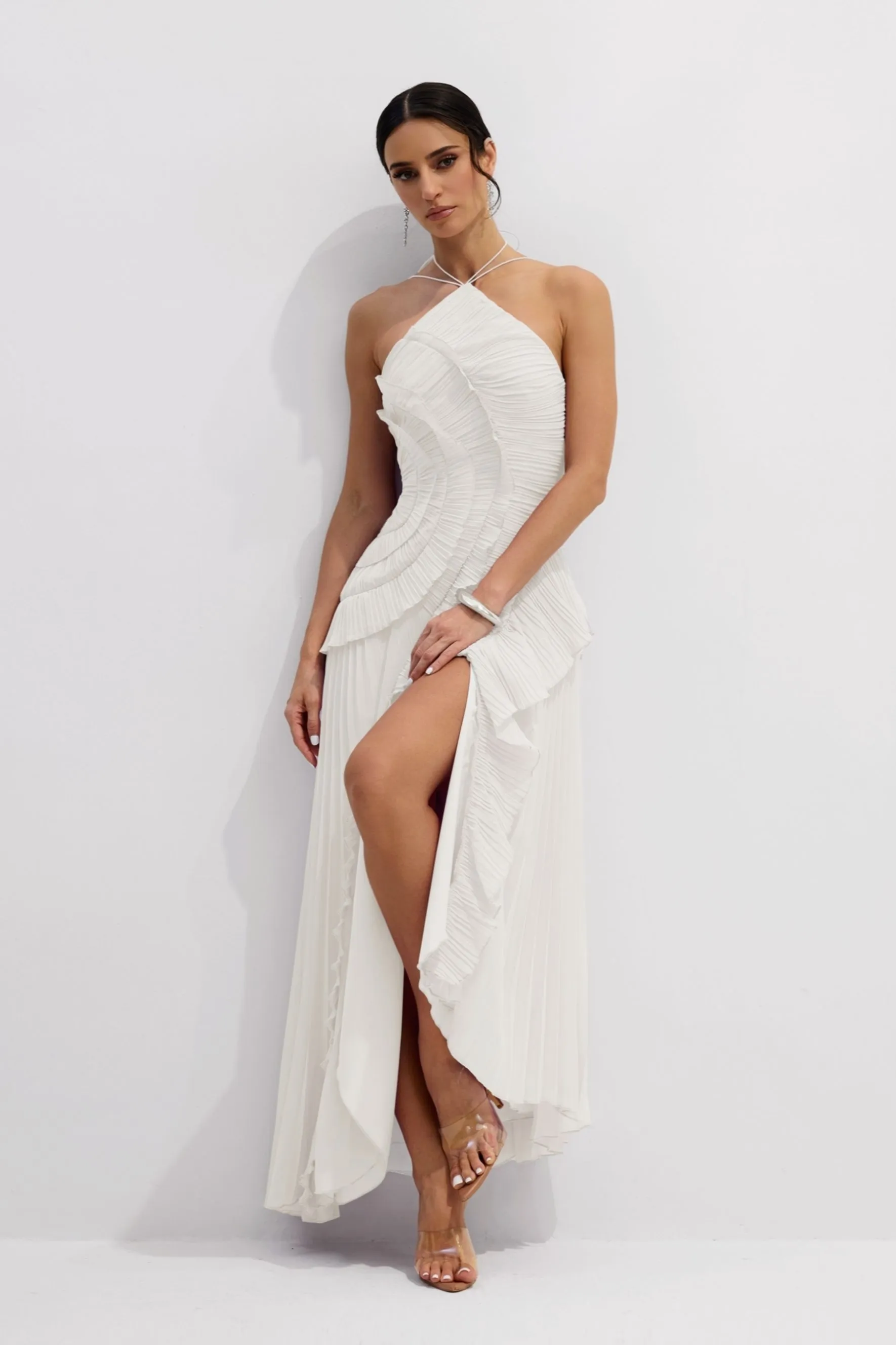 Lorine Nina Halter Yaka Midi Elbise