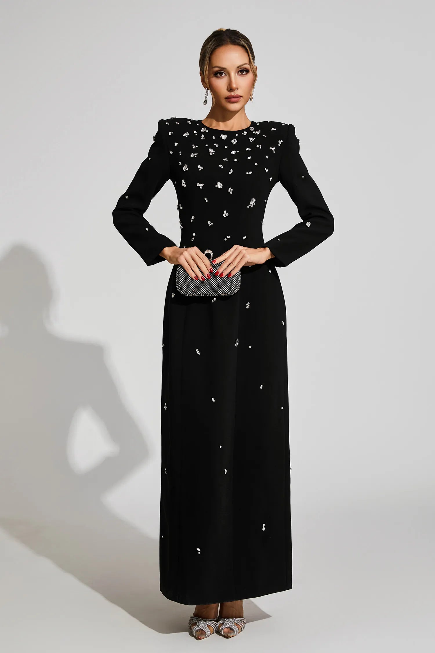 Diamond Uzun Kollu Maxi Elbise
