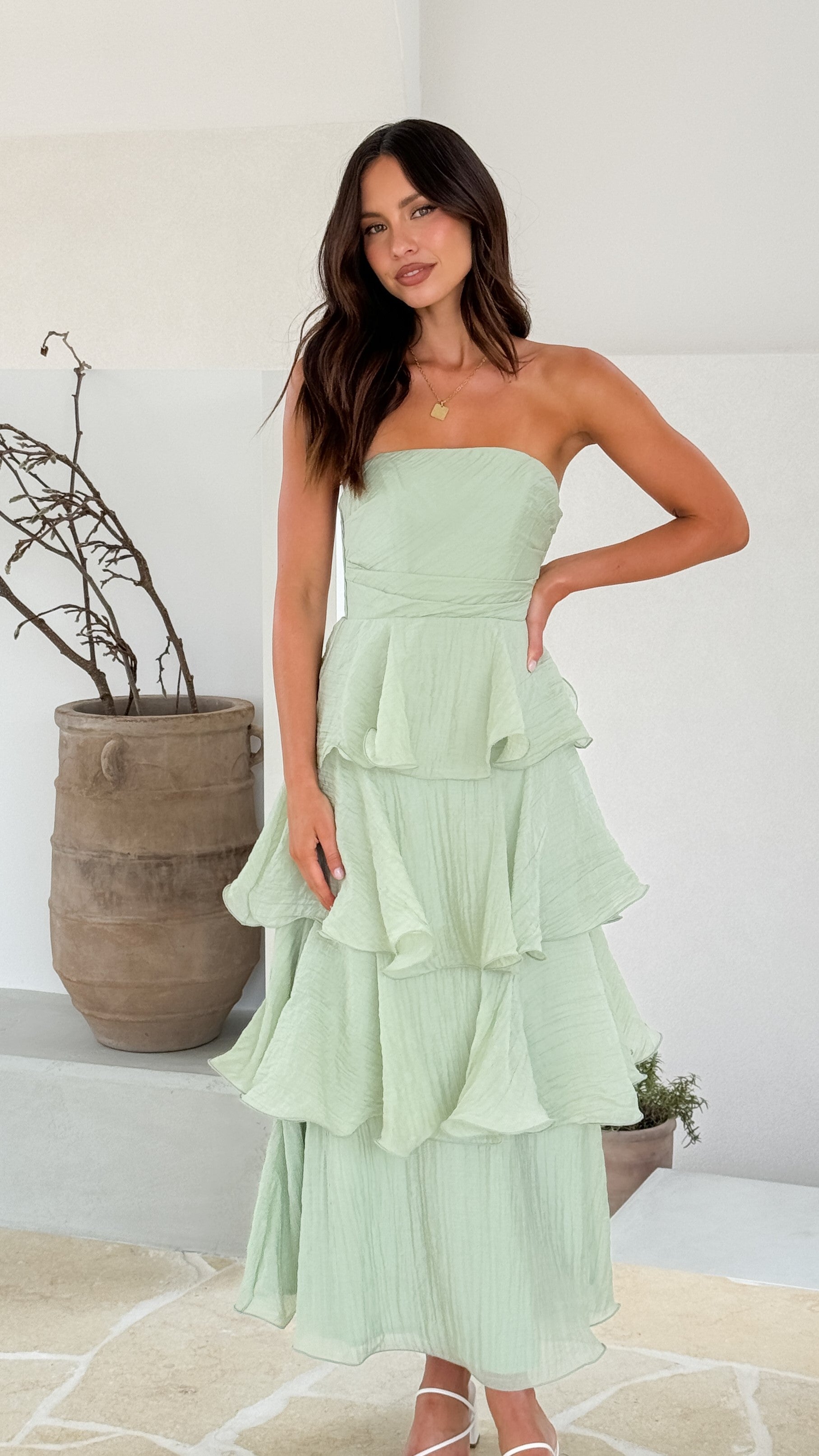 Lanica Maxi Elbise - Adaçayı