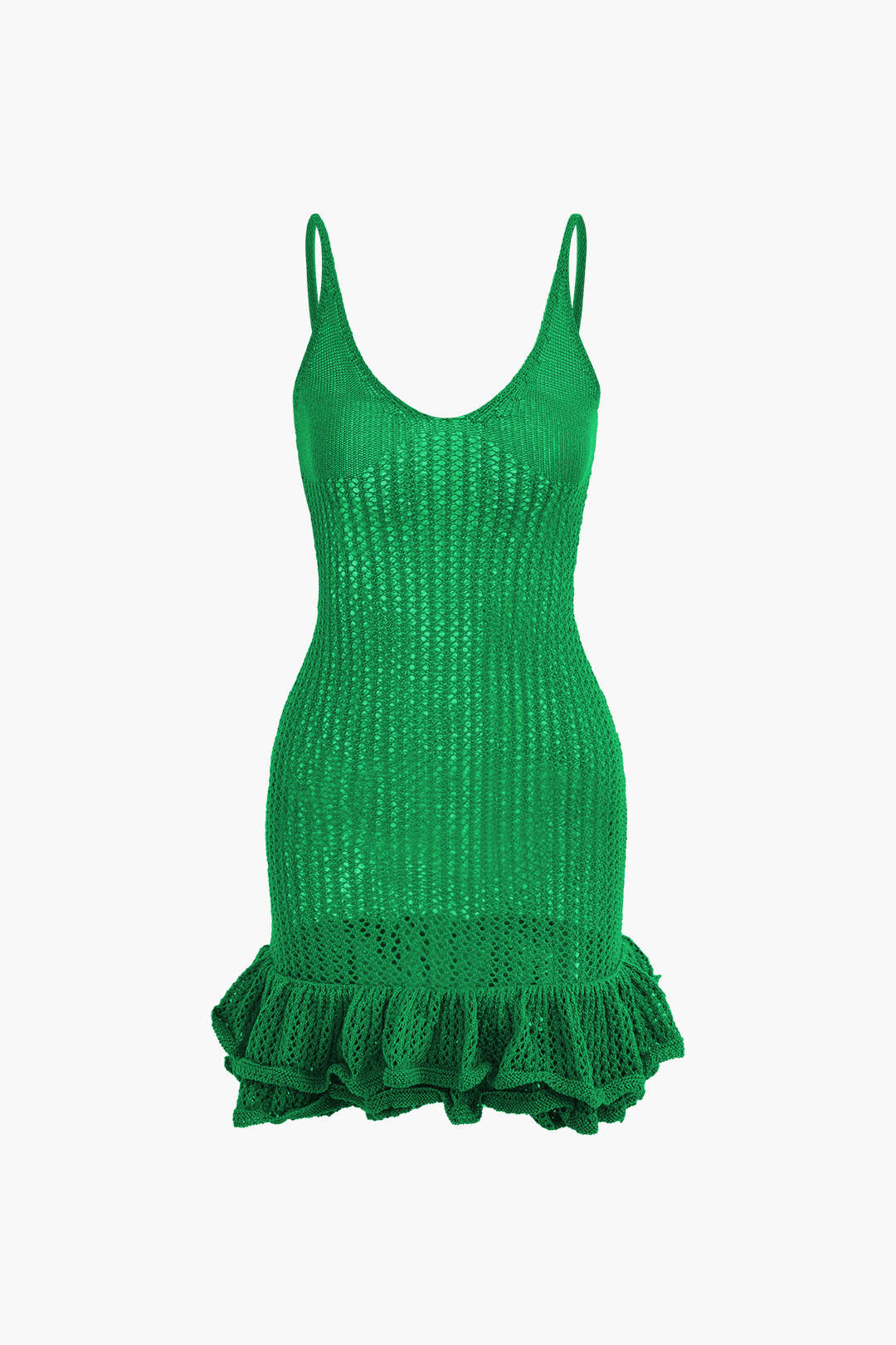 Açık Dikiş Ruffle Kenar Mini Elbise