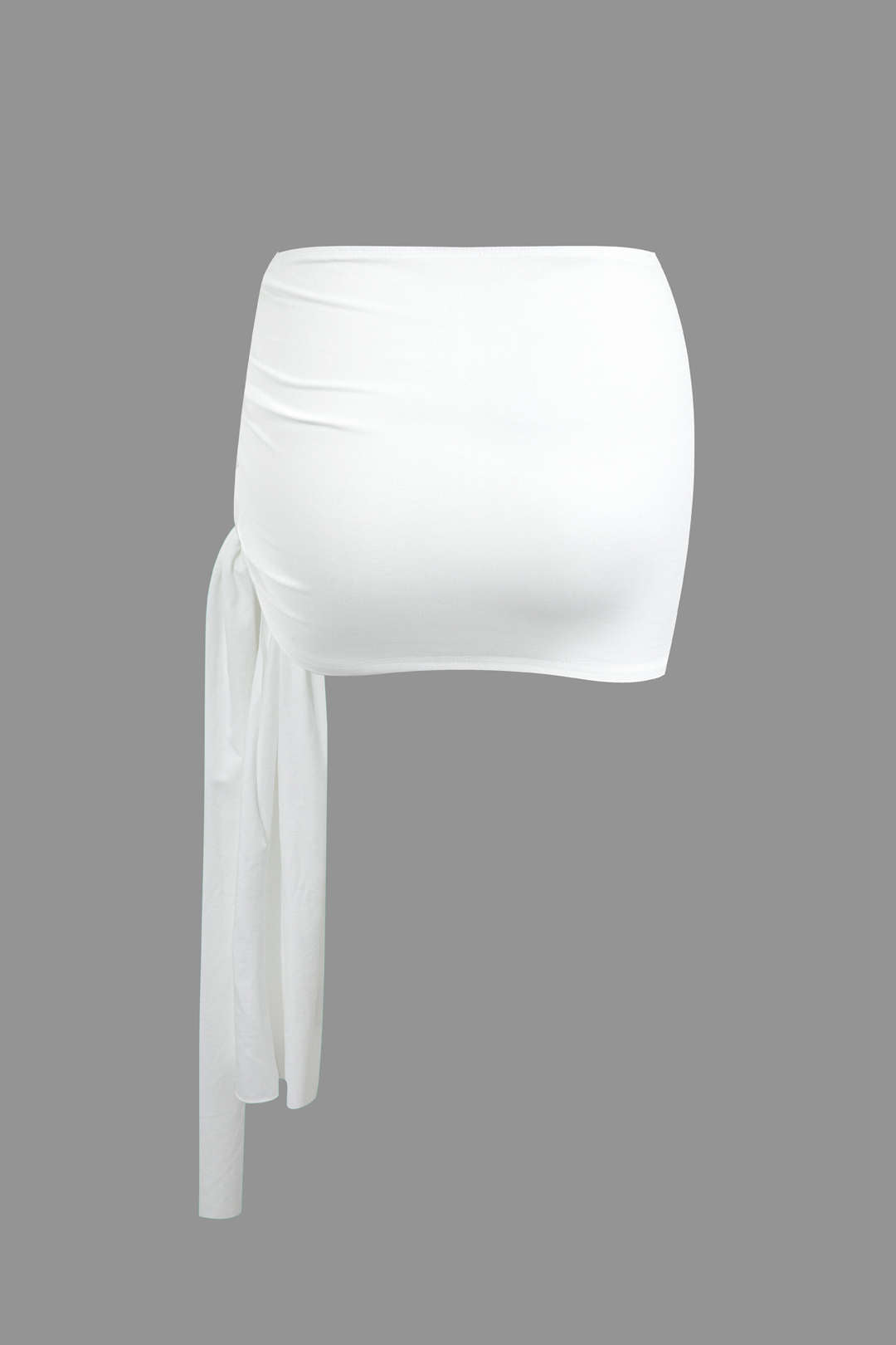 Basic Asimetrik Yırtmaçlı Crop Top Ve Bağlamalı Mini Etek Seti