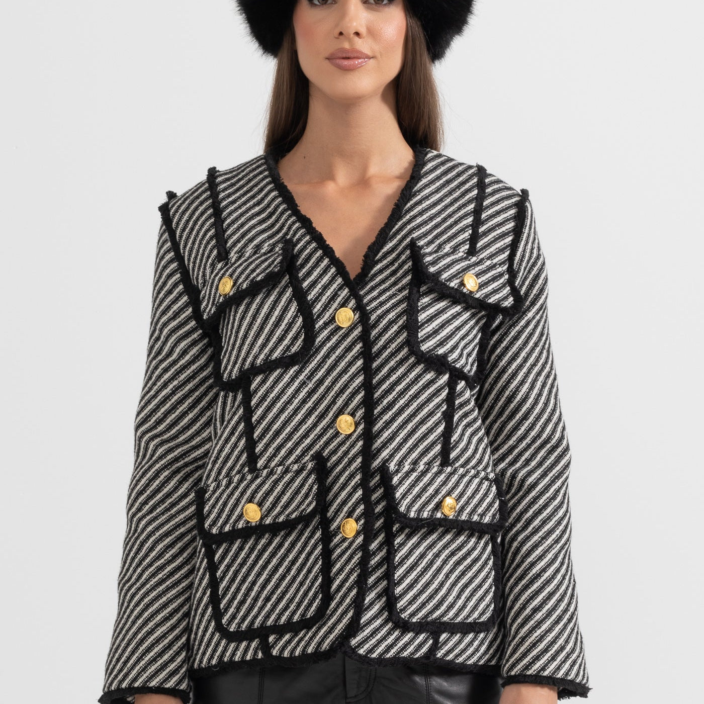 Çizgili Tüvit Blazer