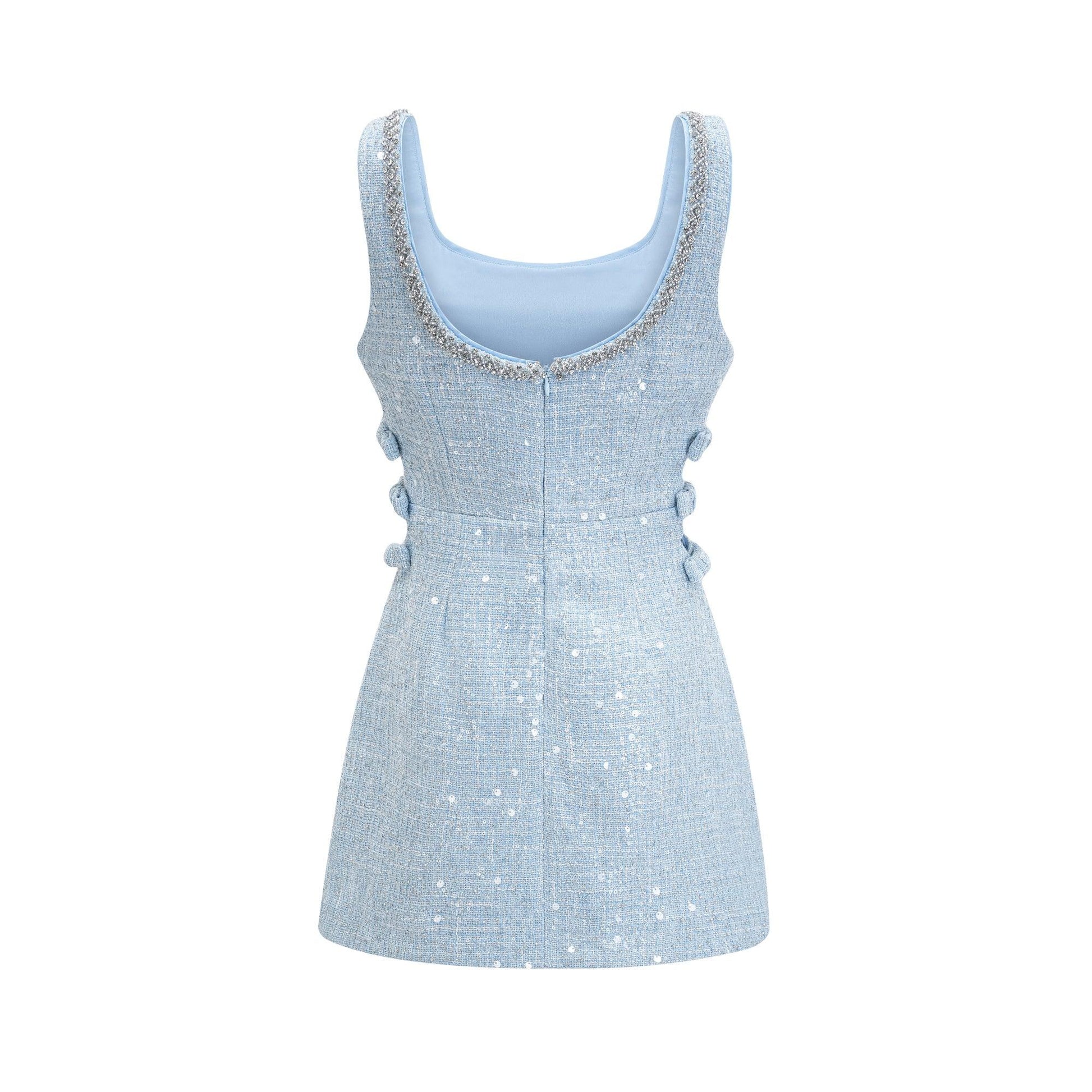 Manon Charm Açık Mavi Işıltılı Tweed Mini Elbise